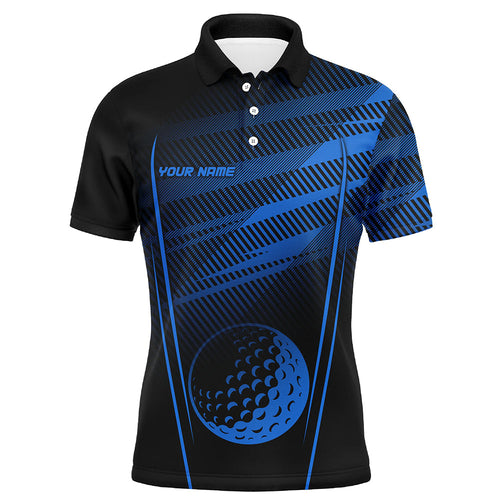 Black and Blue Pattern Golf ball custom Mens golf polo shirts, personalized golf gifts for men NQS8160