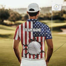 Load image into Gallery viewer, Vintage American Flag broken golf ball Mens Golf polo shirts Custom patriotic Golf attire For Mens NQS10051