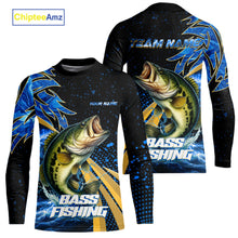 Load image into Gallery viewer, Blue Camo Largemouth Bass fishing Custom sun protection Bass fishing jerseys, custom fishing apparel NQS9931