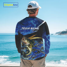 Load image into Gallery viewer, Largemouth Bass fishing Blue Camo Custom sun protection Bass fishing jerseys, Bass fishing apparel NQS9932