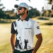 Load image into Gallery viewer, Mens golf polo shirts custom white and black golf tops for men, best golf gifts NQS10061