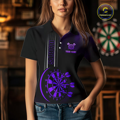 Personalized Black and Purple Darts Shirt For Women Custom Dart Outfit Team Jerseys NQS10594