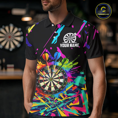 Personalized Colorful Darts Shirt For Men Custom Darts Team Jersey Polo & 1/4 Zip Shirts NQS11374