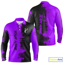 Load image into Gallery viewer, Black and Purple Bowling Polo, Quarter Zip shirts for Men Custom Bowling Team Jerseys NQS10221