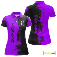 Load image into Gallery viewer, Black and Purple Bowling Polo, Quarter Zip shirts for Women Custom Bowling Team Jerseys NQS10221