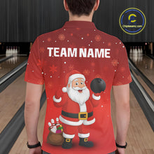 Load image into Gallery viewer, Funny Santa Bowling Red Christmas snowflake pattern Men&#39;s Bowling shirts Custom Xmas Bowling Outfits NQS10992