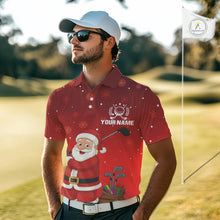 Load image into Gallery viewer, Funny Santa Golf Red Christmas snowflake pattern Men&#39;s Golf Polo shirts Custom Xmas Golf Outfits NQS10993