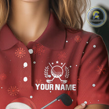 Load image into Gallery viewer, Funny Santa Golf Red Christmas snowflake pattern Women&#39;s Golf Polo shirts Custom Xmas Golf Outfits NQS10993