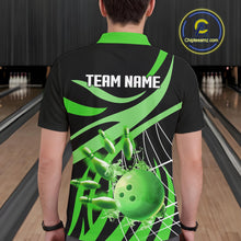 Load image into Gallery viewer, Green flame bowling 1/4 zip, mens polo bowling shirts Custom Team bowling shirts for men NQS11394