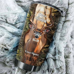 1PC Deer Hunting camouflage Customize name Tumbler Cup - Personalized hunting gift for hunters - NQSD40