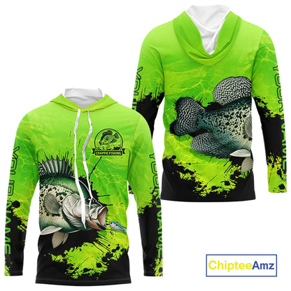 Personalized Crappie fishing Performance long sleeve Fishing Shirts, Crappie fishing jerseys | Green NQS11193