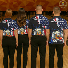 Load image into Gallery viewer, Funny Beer Bowling Shirts for Men Custom US Flag Patriotic Team Bowling Jerseys Uniforms NQS11602