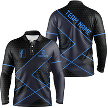 Load image into Gallery viewer, Black and Blue Mens golf polo shirts custom golf apparel for men, personalized golf gifts for men NQS8000