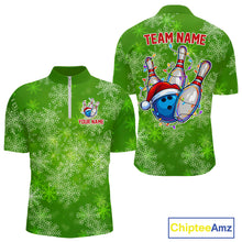 Load image into Gallery viewer, Personalized Funny Green Snowflake Christmas Bowling Team Shirts For Men, Christmas Bowling Gifts NQS10831