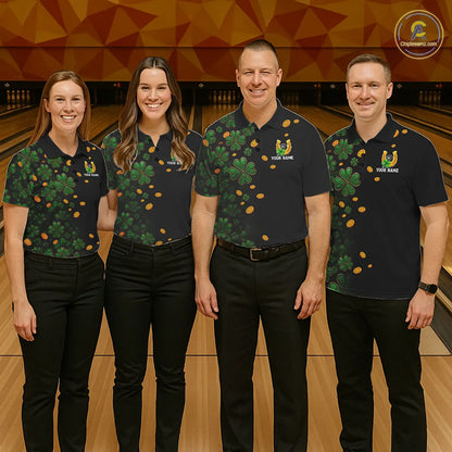 Personalized Green Clover St Patrick's Day pattern Bowling Shirts For Men, Team Bowling Jerseys NQS11206