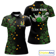 Load image into Gallery viewer, Personalized Green Clover St Patrick's Day pattern Bowling Shirts For Women, Team Bowling Jerseys NQS11206