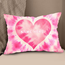 Load image into Gallery viewer, Personalized pink tie dye pattern heart custom name Canvas, Linen Throw Pillow NQS7029