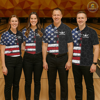 American Flag Eagle Bowling shirts for Women Custom patriotic team bowling jerseys, gift for bowlers NQS11406