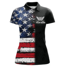 Load image into Gallery viewer, American Flag Eagle matching men and womens golf shirts  Custom patriotic couples golf apparel NQS11407