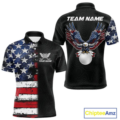 American Flag Eagle matching men and womens golf shirts  Custom patriotic couples golf apparel NQS11407