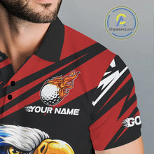 Load image into Gallery viewer, Custom Black and Red Camo American Flag Eagle Mens Golf Polo shirts, patriotic team mens golf tops NQS11608