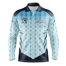 Load image into Gallery viewer, Blue argyle pattern men&#39;s golf polo shirts custom golf outfits for men, golf gifts for men NQS7592