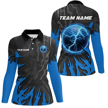 Load image into Gallery viewer, Black and Blue lightning thunder golf ball Womens golf polo shirts custom golf outfits ladies NQS8007