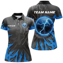 Load image into Gallery viewer, Black and Blue lightning thunder golf ball Womens golf polo shirts custom golf outfits ladies NQS8007