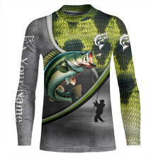 Load image into Gallery viewer, Largemouth Bass fishing scales personalized bass fishing shirts, sun protection fishing apparel NQS3294