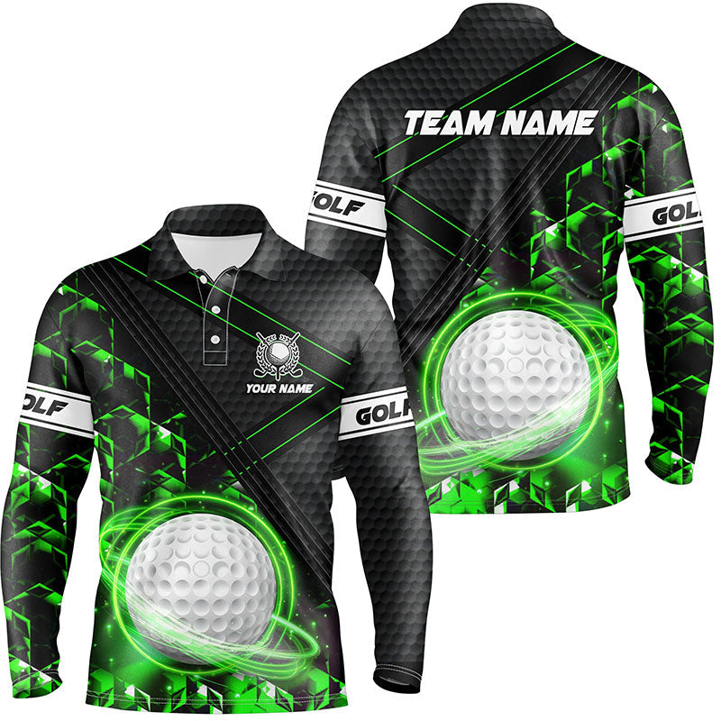 Black and Green Light Golf ball Mens golf polo shirts custom golf apparel for men NQS8014