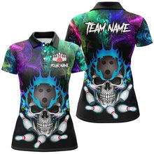 Load image into Gallery viewer, Colorful smoke Skull bowling Polo, Quarter Zip shirt for Women Custom Team bowling League jerseys NQS8015