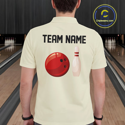 Personalized Retro Bowling Polo, 1/4 Zip Shirts For Men custom vintage bowling team jersey | Beige NQS11015