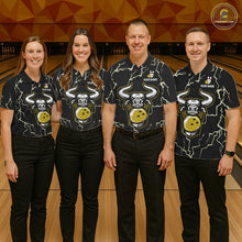 Load image into Gallery viewer, Bowling Bull Thunder Lightning Black &amp; Yellow Bowling shirt for men custom Bowling Team League Jersey NQS11418