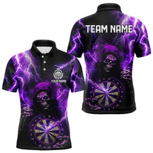 Load image into Gallery viewer, Skull Purple lightning thunder Darts Polo, 1/4 Zip Shirt For Men Custom Dart Team Jerseys NQS9494