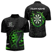 Load image into Gallery viewer, Black and Green Cobra Snake Darts Polo, Quarter Zip Shirts For Men Custom Name Darts Team Jerseys NQS9656