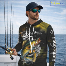 Load image into Gallery viewer, Custom Black and Yellow Walleye fishing scales compass Performance long sleeve Fishing Team Shirts NQS11726