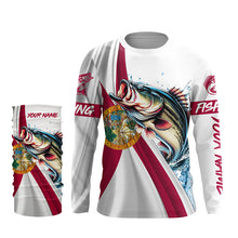 Load image into Gallery viewer, Largemouth Bass fishing Florida flag patriotic fishing Custom UV protection tournament Fishing Shirts NQS5684