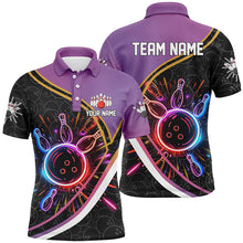 Load image into Gallery viewer, Purple Gradient Black camo Bowling shirts for men custom colorful neon light team bowling jerseys NQS7795
