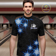 Load image into Gallery viewer, Blue snowflake black camo Christmas Bowling Shirts For Men custom bowling team jerseys, bowling gifts NQS11028
