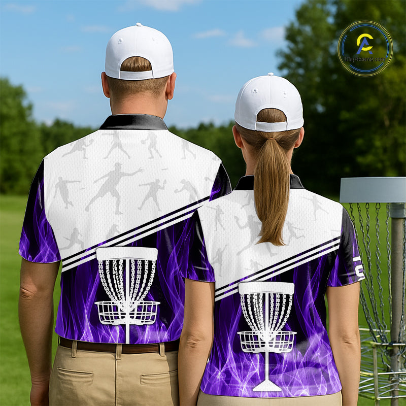 Purple Flame Disc Golf Hoodies, Polos, T-shirts custom disc golf jersey, personalized disc golf outfits NQS11231