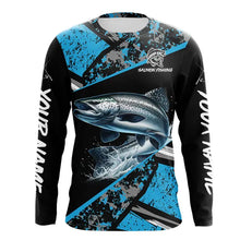 Load image into Gallery viewer, Chinook Salmon fishing Blue camo Long Sleeve Performance Fishing Shirt custom Salmon fishing jerseys NQS9347