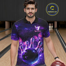 Load image into Gallery viewer, Custom Purple Galaxy Butterfly Bowling Shirts For Men, Bowling Team Shirt With Butterflies NQS11627