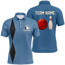 Load image into Gallery viewer, Personalized Retro Bowling Polo, Quarter Zip Shirts For Men custom vintage bowling team jerseys | Blue NQS7803