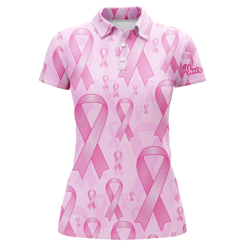 Pink ribbons Breast Cancer Awareness background Women golf polo shirts custom golf outfits for ladies NQS8032