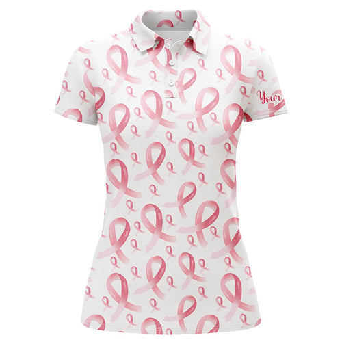 Pink ribbons Breast Cancer Awareness Pattern Women golf polo shirts custom golf apparel for Women NQS8033
