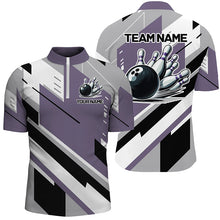 Load image into Gallery viewer, Personalized Bowling Shirts For Men, Team Bowling Jerseys Bowling Pins | Purple NQS8912