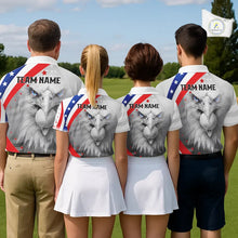 Load image into Gallery viewer, Red, White and Blue US Flag Eagle Golf Polo Shirts For Men Custom Patriotic mens golf shirts NQS11631