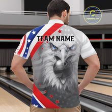 Load image into Gallery viewer, Red, White and Blue US Flag Eagle Bowling Shirts For Men Custom Patriotic Team Bowling Jersey NQS11632