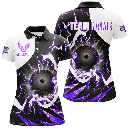 Purple Lightning thunder bowling Team league jerseys custom Womens Bowling Polo, Quarter zip Shirts NQS8231