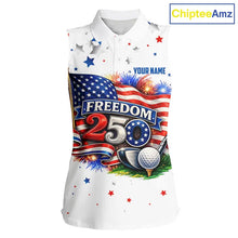 Load image into Gallery viewer, Freedom 250th Anniversary American Flag Sleeveless Golf Polo shirts Custom patriotic team golf outfit NQS11445